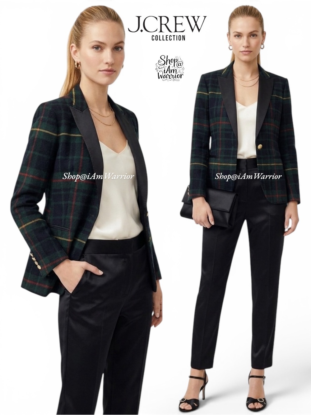 J.Crew Collection satin lapel Campbell tartan plaid wool blazer *shop@iamwarrior
